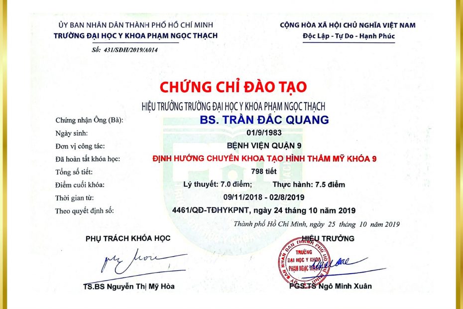 chứng chỉ đào tạo